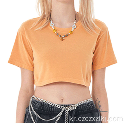 빈티지 섹시한 자른 배꼽 여성의 자른 티셔츠